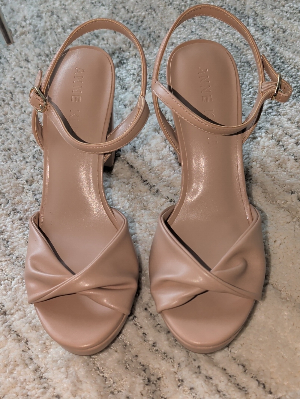 Anne Klein Blush Twist‑Front Slingback Sandals